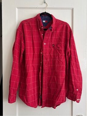 Tommy Hilfiger Red Windowpane Button-Down Shirt